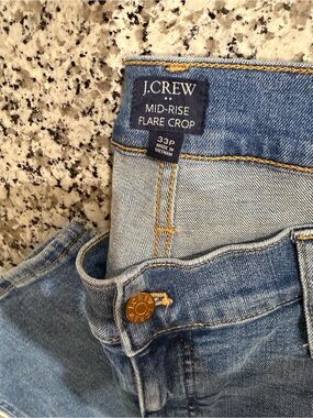 J. Crew Mid-Rise Flare Crop Jeans in Light Blue Denim 33p